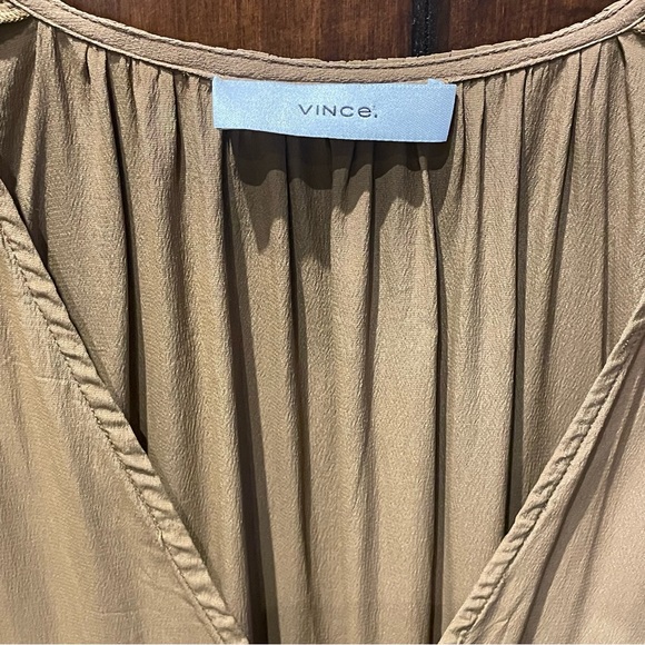 VINCE V-neck Belted Sleeveless Drape Dress - Picture 3 of 6